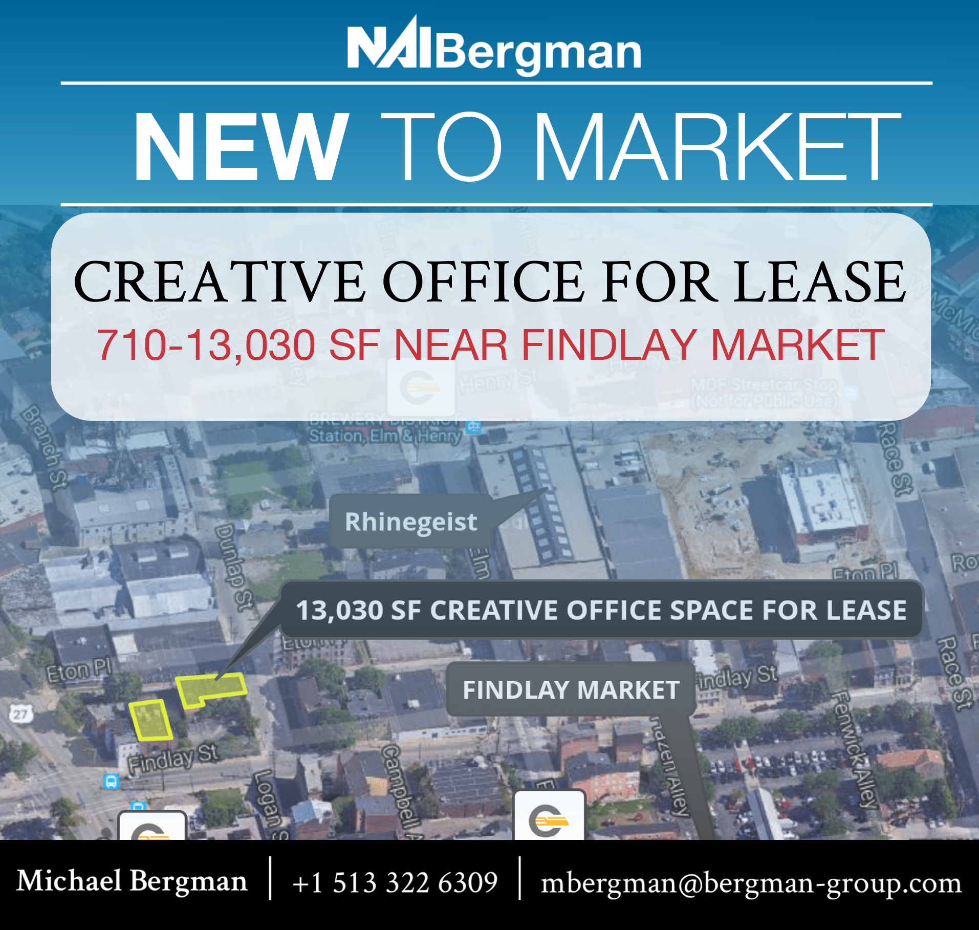 NAI Bergman, Leasing, Selling, Commercial Real Estate, CRE, Cincinnati Commercial Real Estate, Property Management, Cincinnati, Dayton, Office, Retail, Industrial, Medical, Multi Family, Land, Investment, Cincinnati News, Dayton News, Michael Bergman, Findlay Street, Findlay Market
